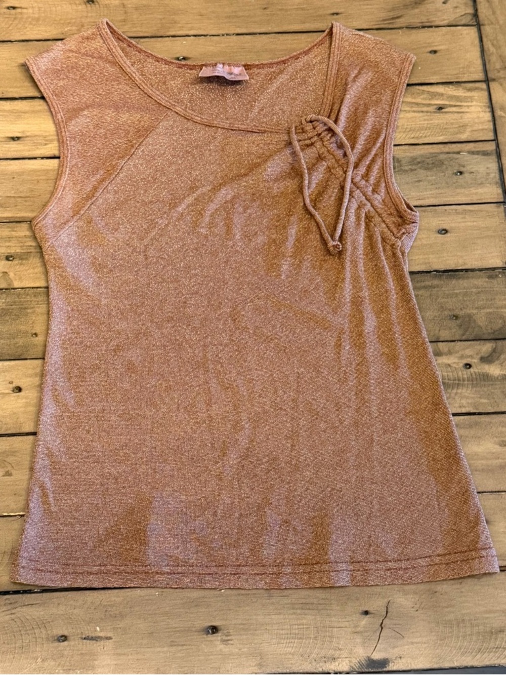 Women’s Michael Stars’ Vintage One Size Stretch Golden Tank Top with Ruching